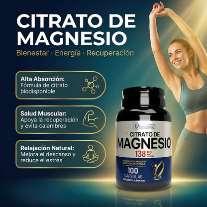 Citrato De Magnesio - 100 Capsulas