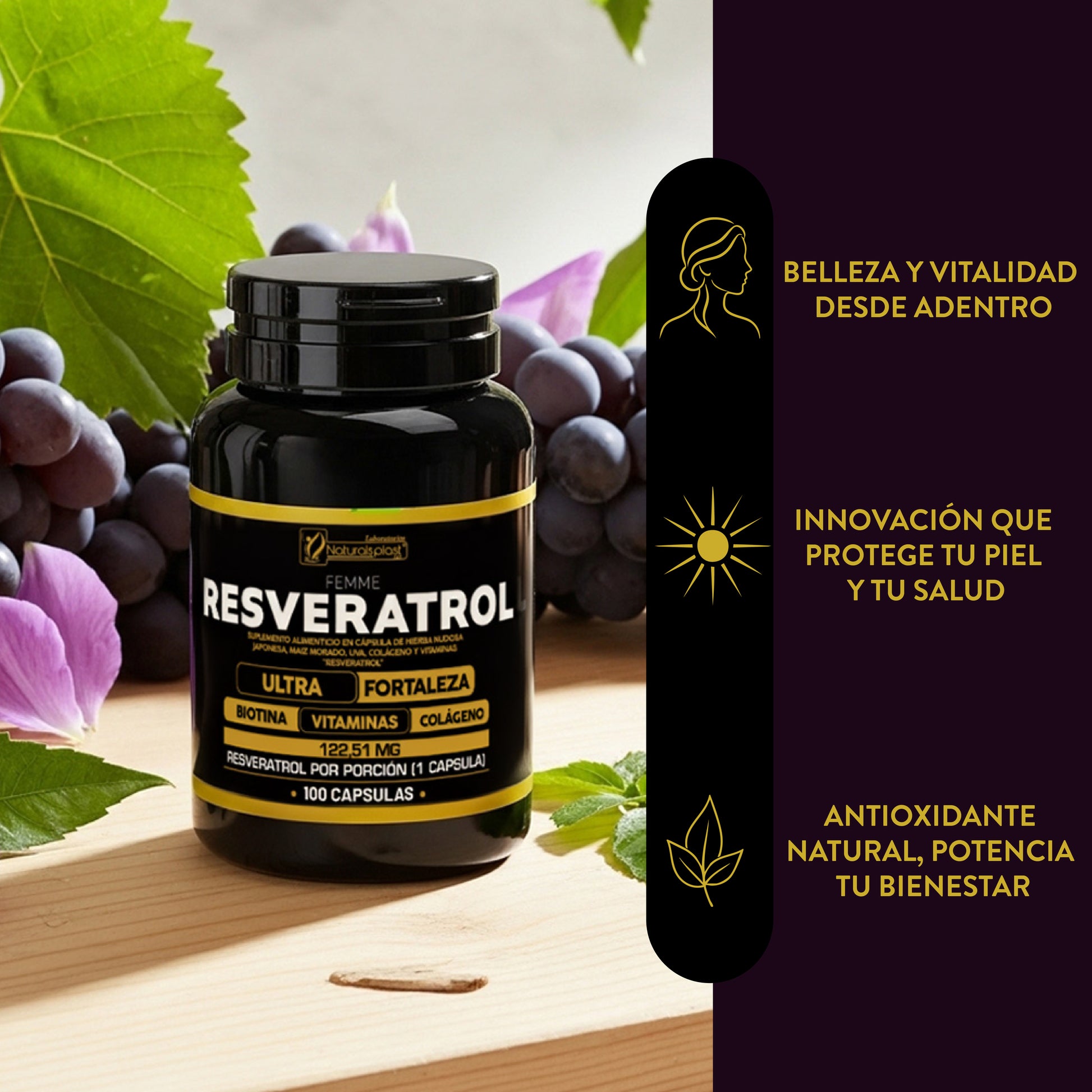 Resveratrol Negro 100cap Cuidado Piel JOGANA