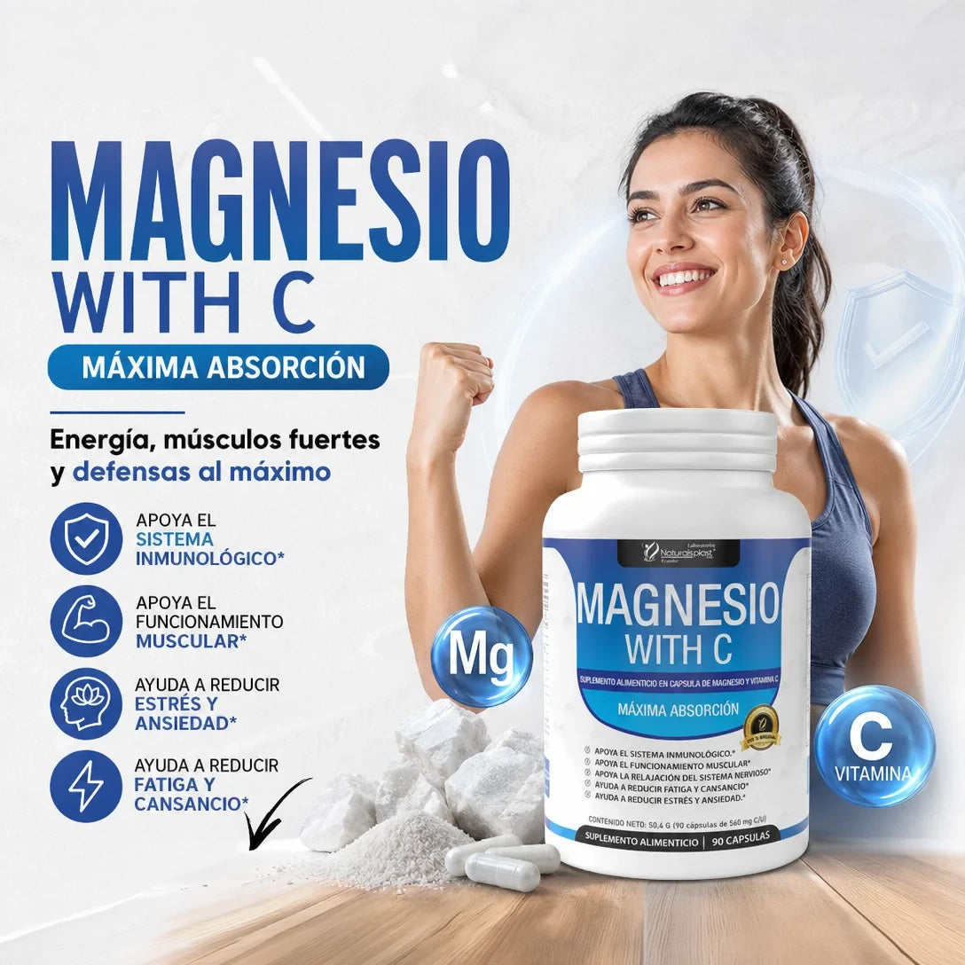 Magnesio With C 90cap Función Muscular