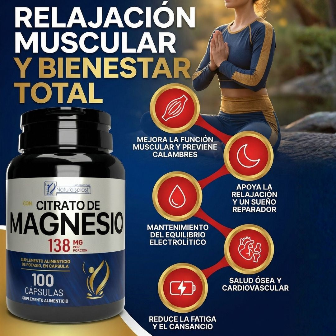 Citrato De Magnesio - 100 Capsulas