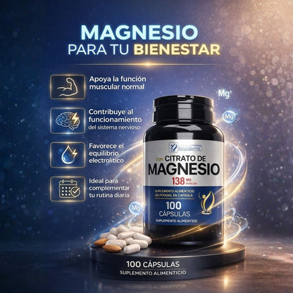 Citrato De Magnesio - 100 Capsulas