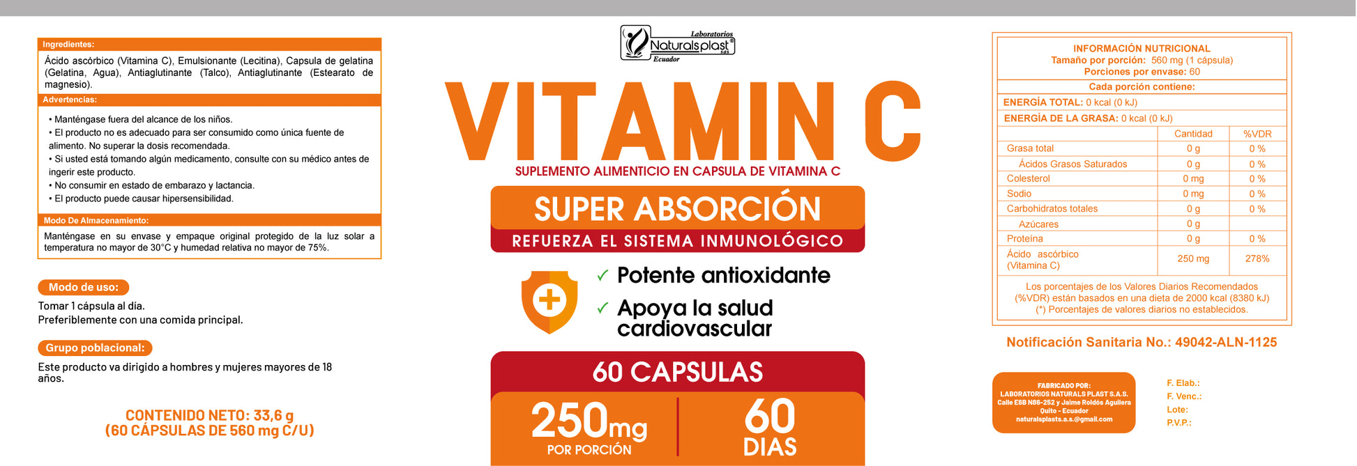 Vitamina C 60cap Sistema Inmunológico JOGANA